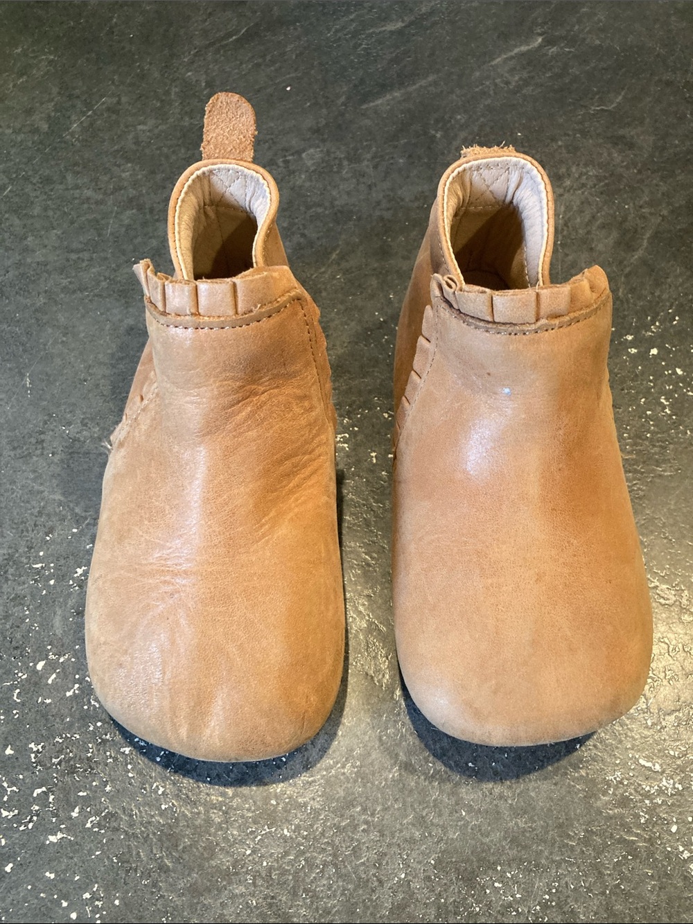 Girls Little Love Bug tan brown leather boots size 10